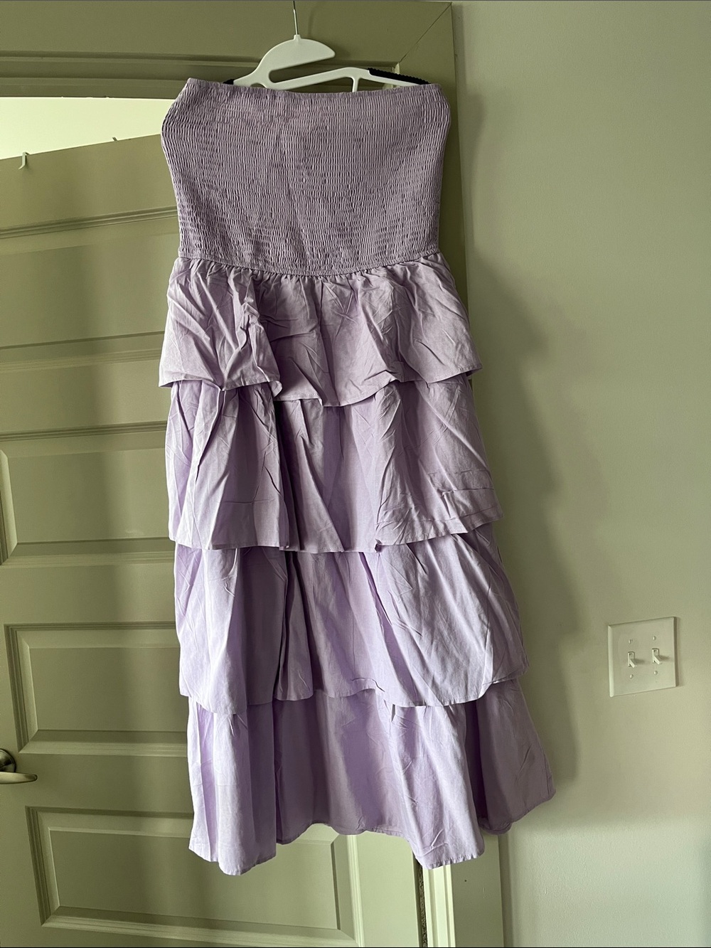 Strapless Tiered Lavender Sundress xl with stretch